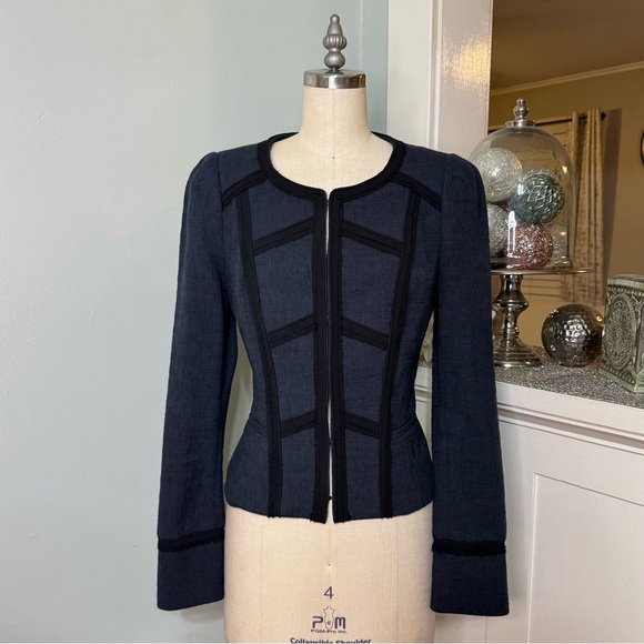 White House Black Market Tweed Military Style Crop Blazer Jacket Size 2 XS - Picture 4 of 11